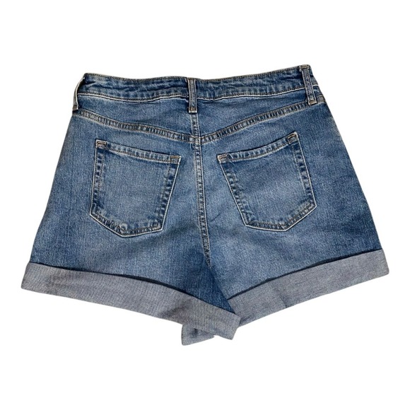 Wild Fable Women's Blue Denim Super High Rise Rolled Cuff Distressed Shorts SZ 6 - Picture 2 of 5